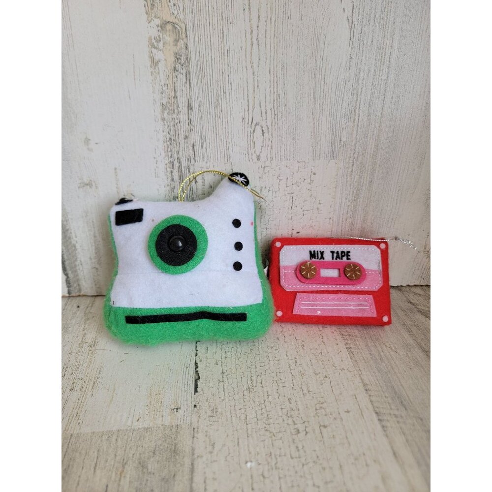 Felt Polaroid camera cassette mixtape‎ set ornament Xmas